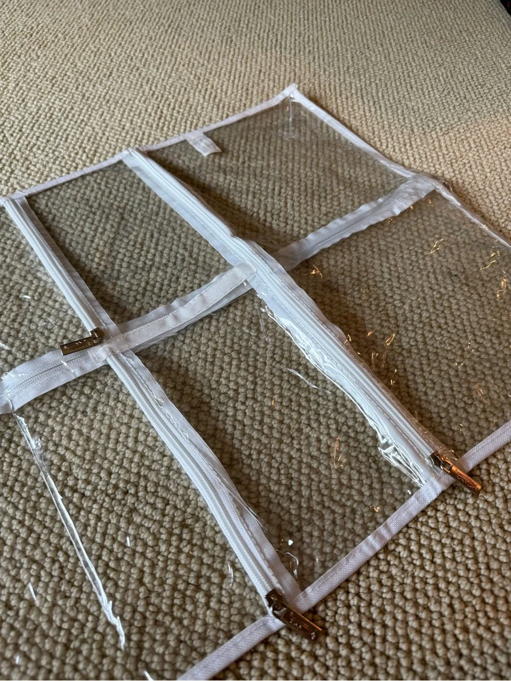 clear gusseted garment bag with fabric trim - dream duffel!